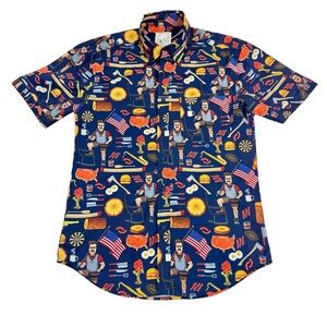 RSVLTS Parks Recreation Button Down Shirt Mens City of Pawnee Ron Swanson Small